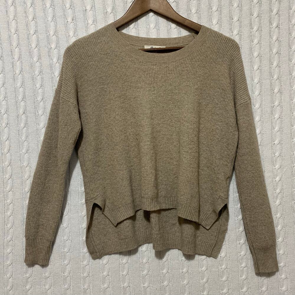 Madewell High-Low Hem Sweater Beige Women’s Size M Quiet Luxury